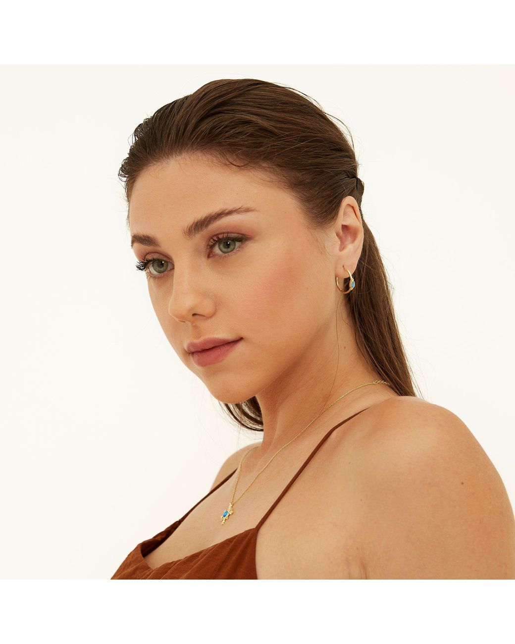 Spero London Metallic Drop Solitaire Earring Sterling