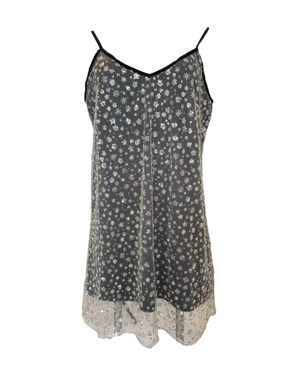Any Old Iron Black Neutrals Ivory Frost Beaded Short Dress