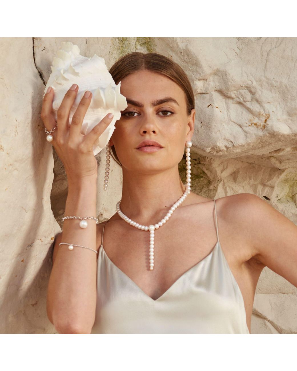 Ora Pearls Metallic Pluvia Round Pearl Necklace
