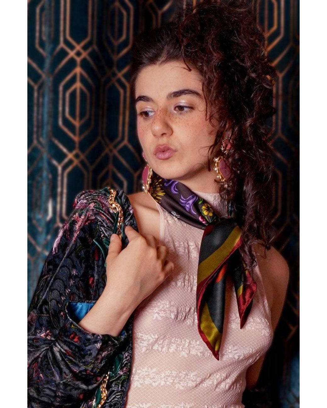 Natalia Petruch Green Mountain Flowers Silk Scarf