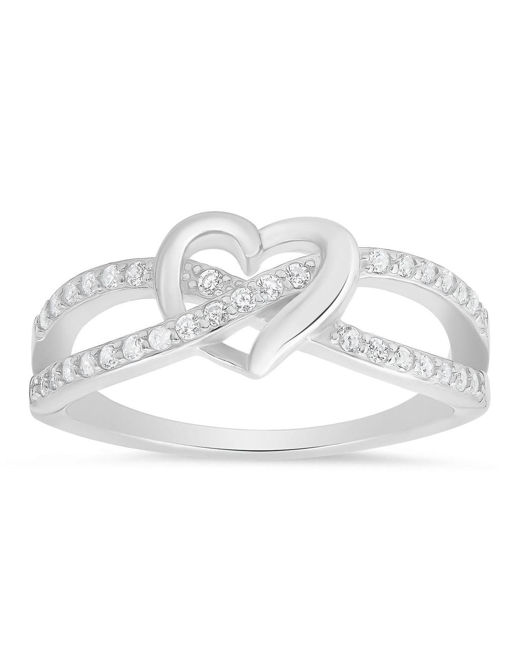 Kylie Harper Metallic Sterling Swirl Heart Diamond Cz Ring