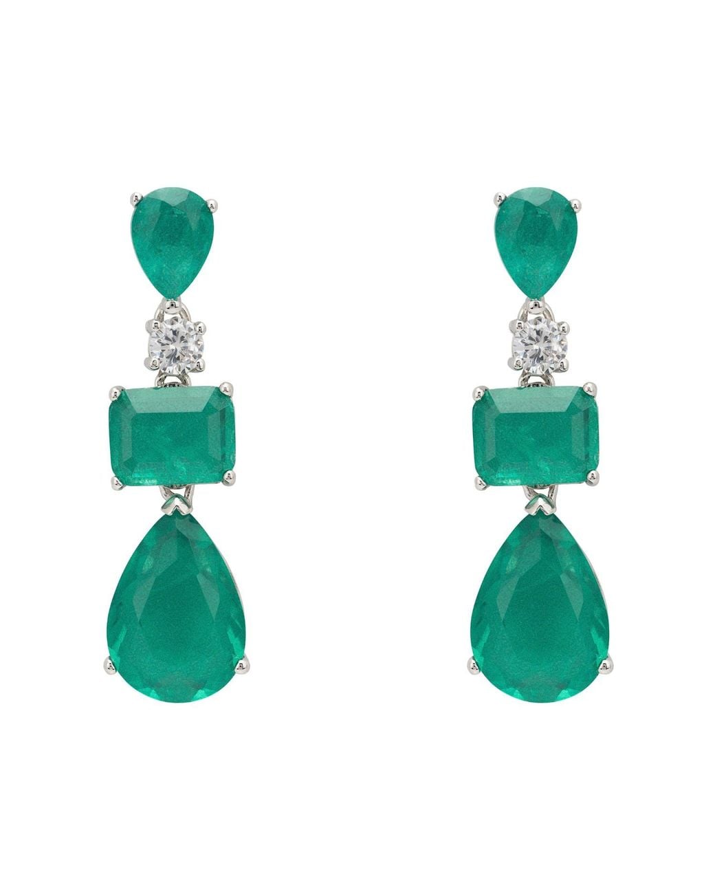Latelita London Green Valentina Drop Earrings Colombian Emerald