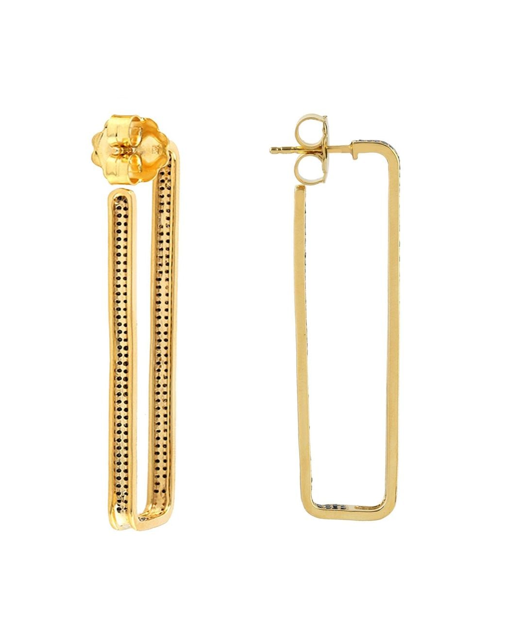Artisan Metallic Diamond Bar Hoop Earrings