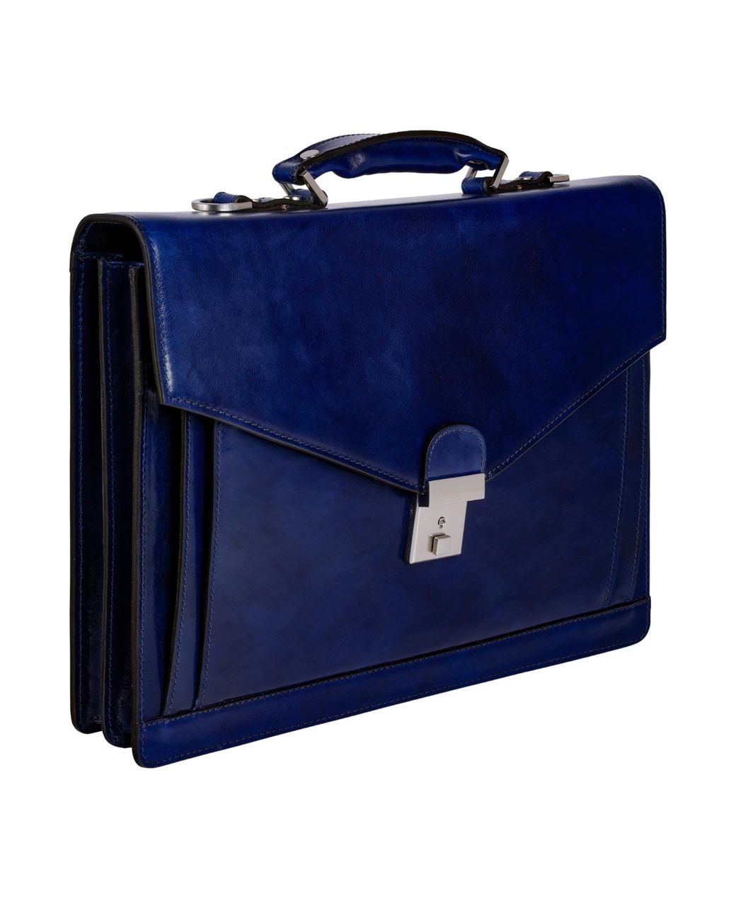 Time Resistance Blue Classic Design Leather Briefcase for men