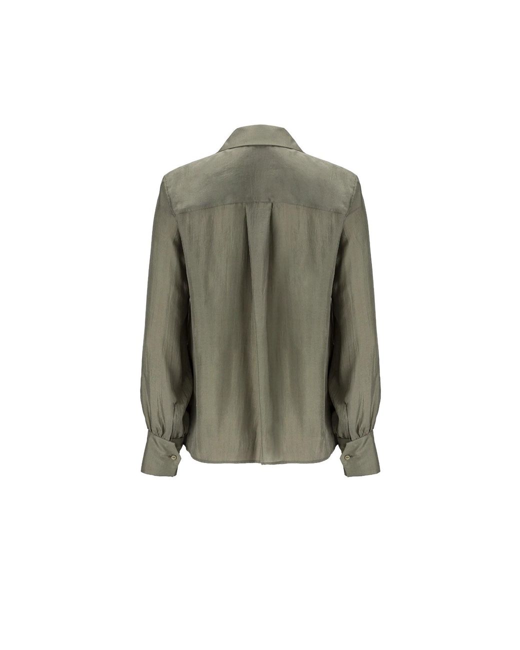 Lita Couture Green Button-Up Silk Shirt