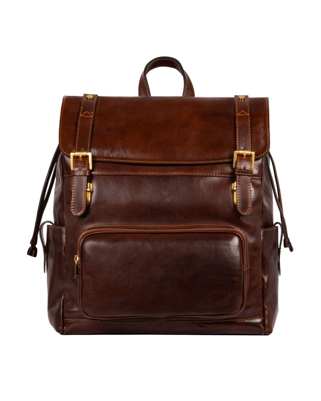 Time Resistance Brown Leather Backpack for men