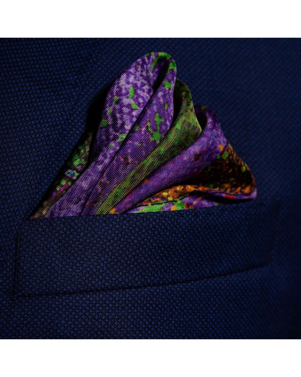 Otway & Orford Green 'Tennis Passion' Silk Pocket Square. Full-Size for men