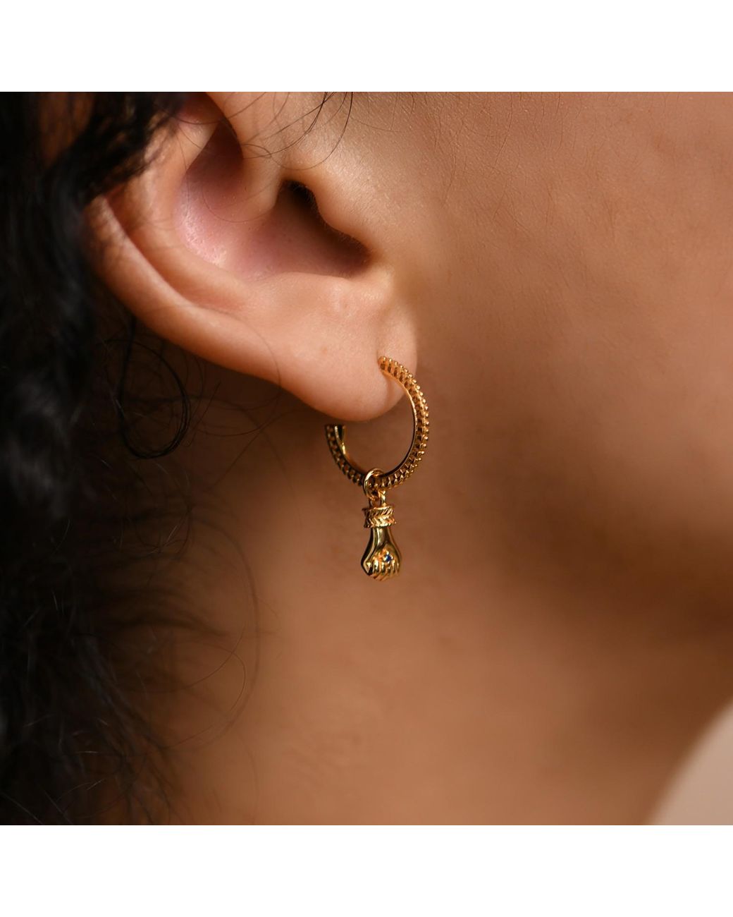 Janus Edinburgh Metallic Vermeil Amenta Hand Fist Detachable Hoop Earrings