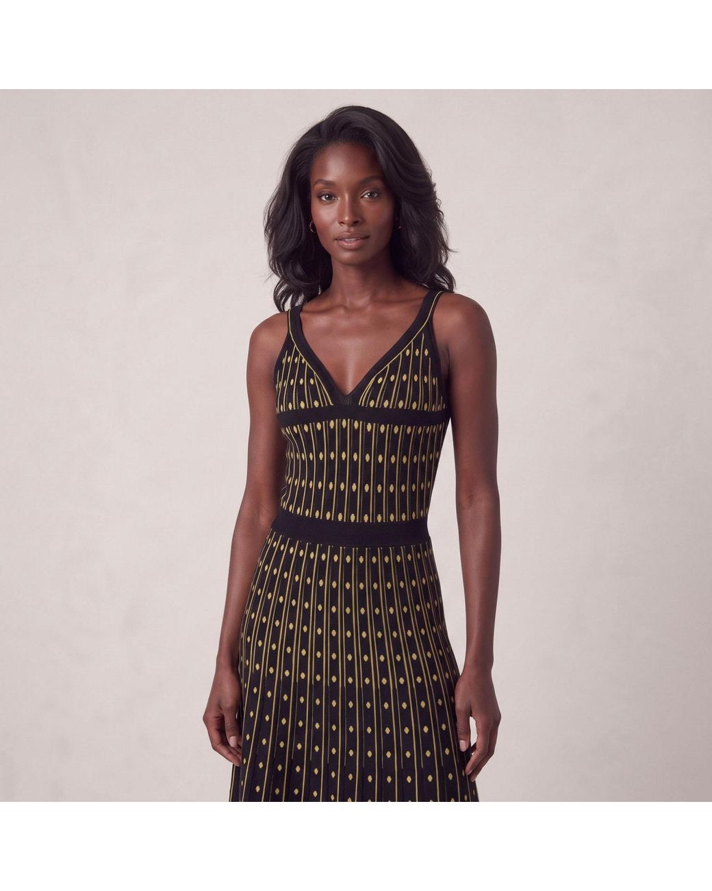 Modenaire Black Metallic Knit Cardigan And Midi Dress Set