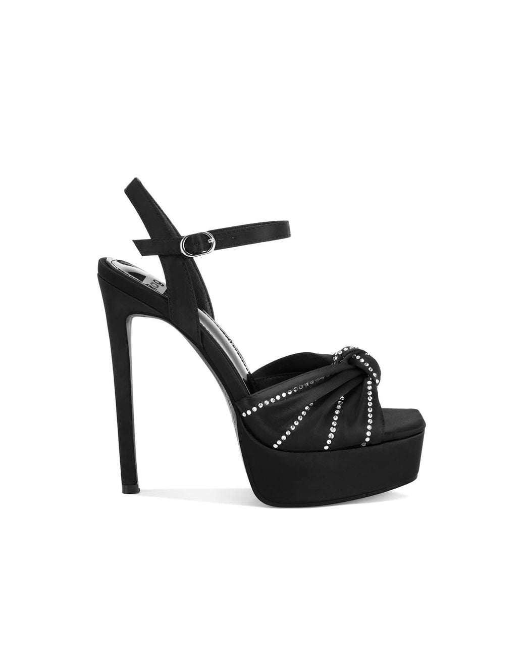 Rag & Co Black Margala Knotted Rhinestone Embellished Sandals