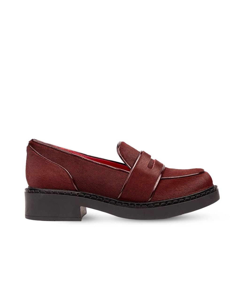 Rosamund Muir London Red Stratford Burgundy Calf Hair Loafers