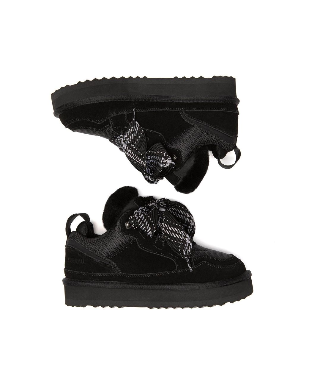 EverAu Australia Black Marbled Lace Up Platform Boots