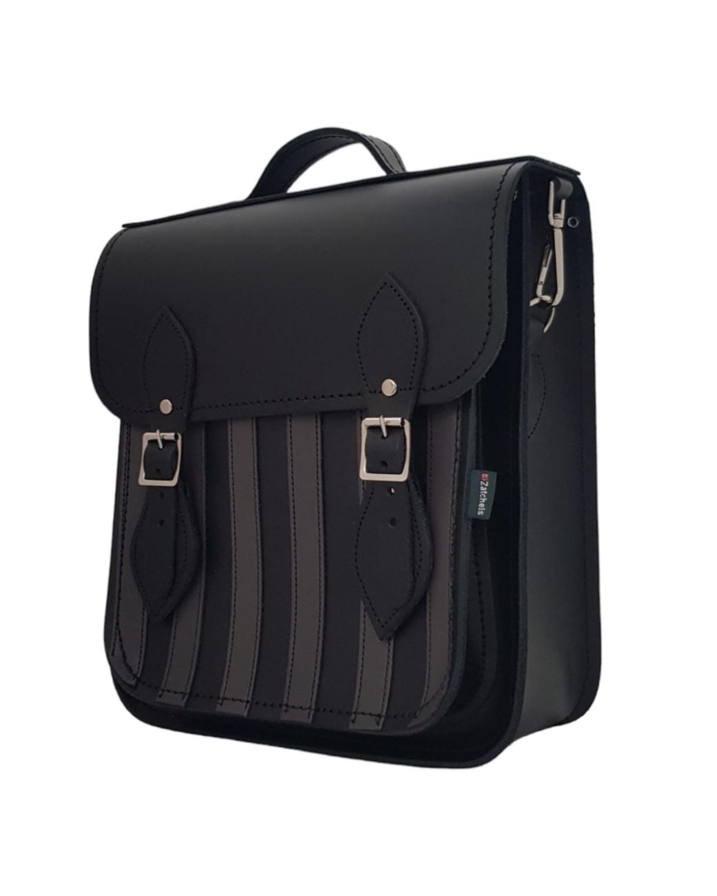 Zatchels Black Handmade Leather City Backpack