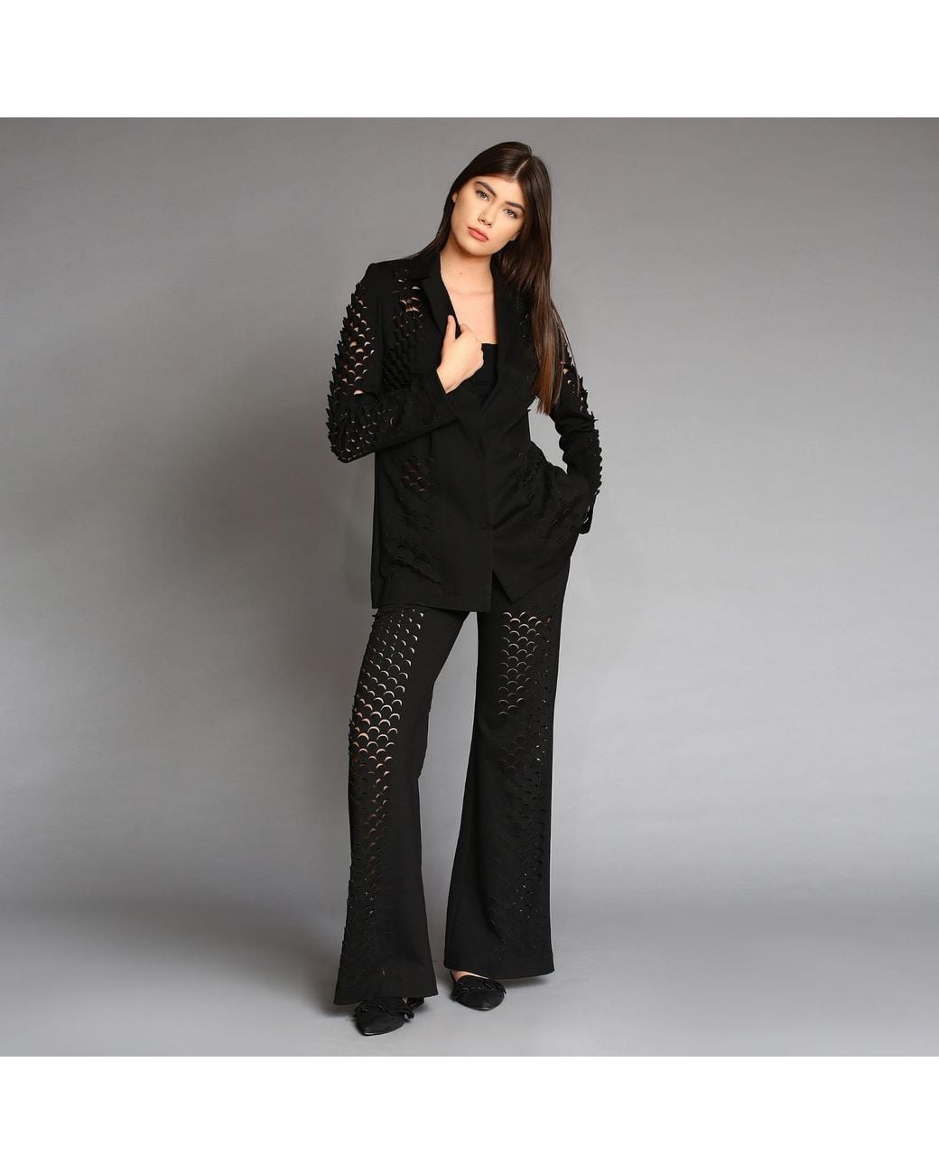 Silvia Serban Black Dragon Skin Laser Cut Suit