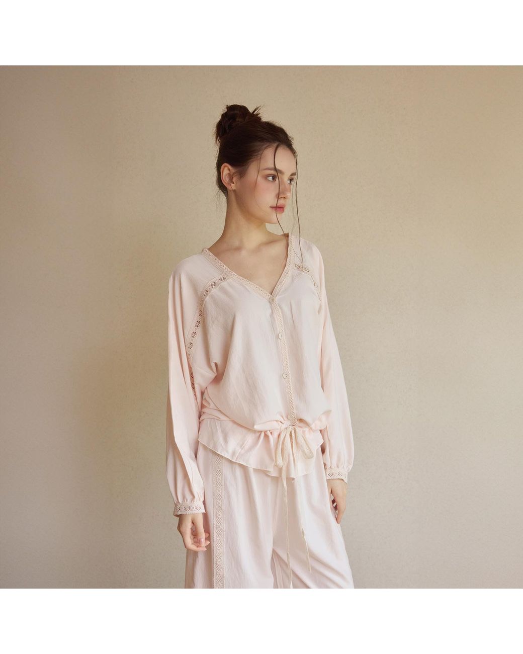 Luna Luz Pink Jessi Sand-Washed Shirt Pajama Set