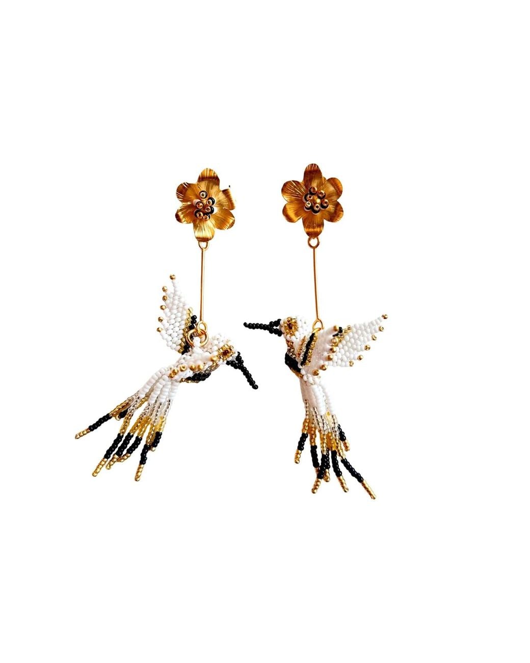 Iliana Arrazola Metallic Hummingbird Dangle Earrings, And, Glass Beads, Beaded Jewelry