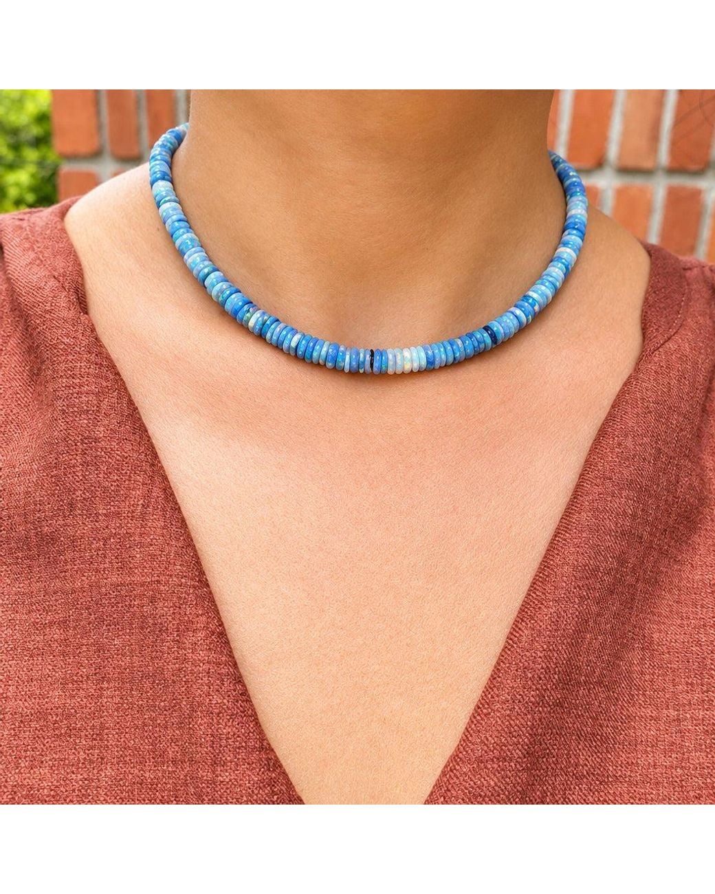 Lexi Jewelry Blue Opal Heishi Choker
