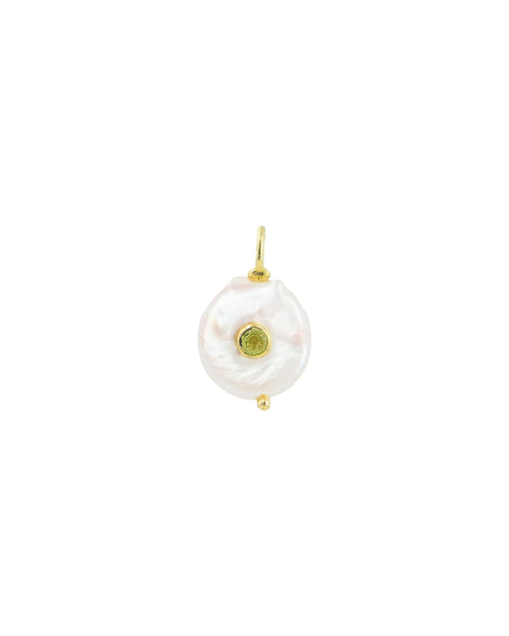 KAMARIA White Pearl Coin Pendant With Inlay Stone