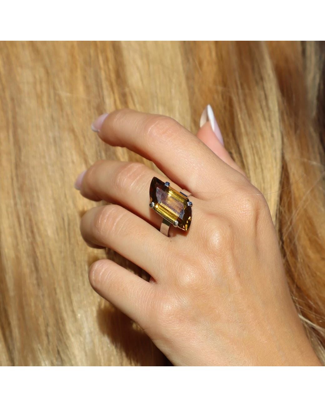 Mineralgems•Studio White Cognac Citrine Quartz Ring