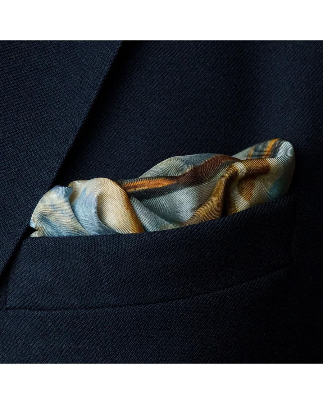 Otway & Orford Blue 'Battle Of Britain' Silk Pocket Square. Full Size for men