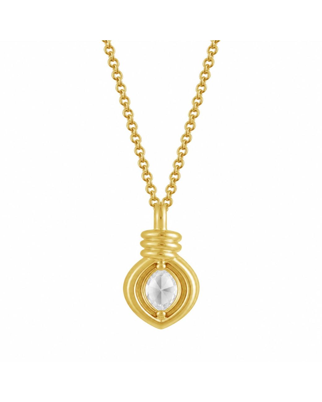 Artisan Metallic 14K Marquise Diamond Twisted Bail Pendant Necklace