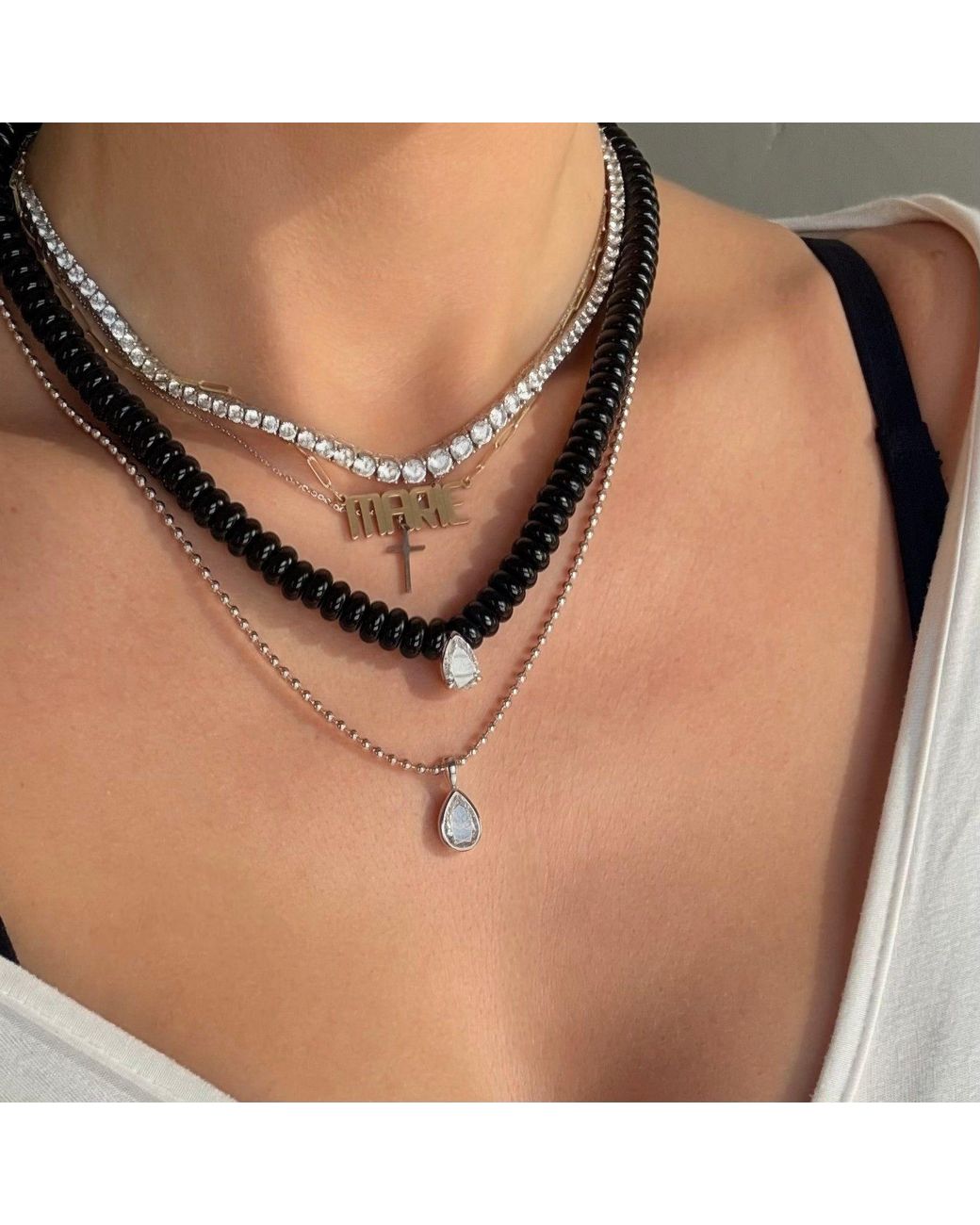Leni James Black The Sloane Agate And Moissanite Necklace