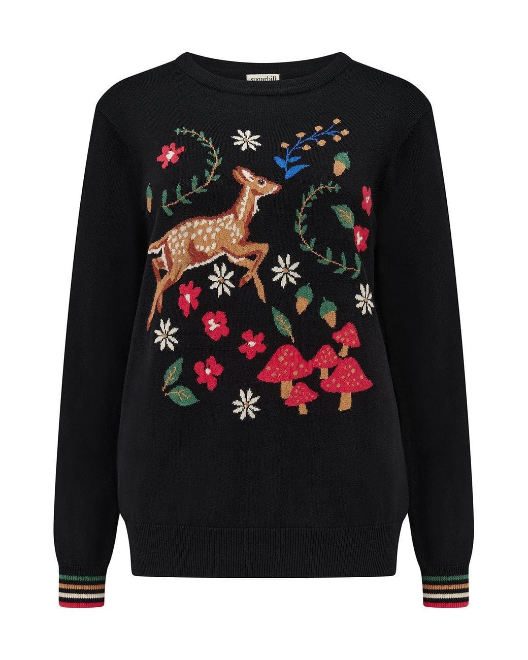 Sugarhill Black Rita Sweater, Woodland Scene
