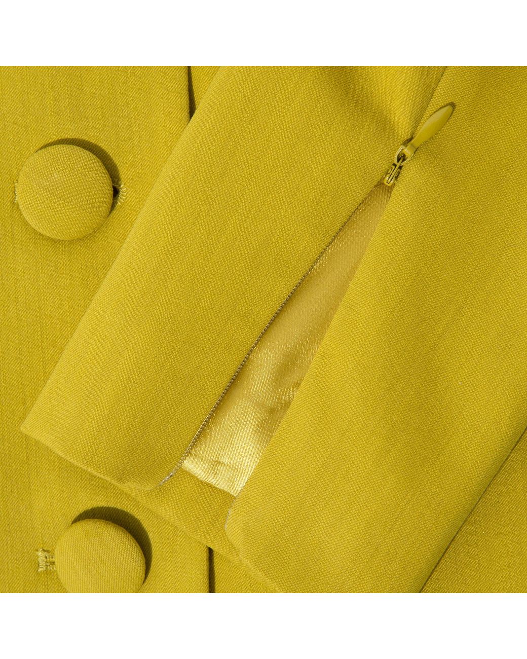 Femponiq Yellow Draped Sleeved Tailored Blazer Dress