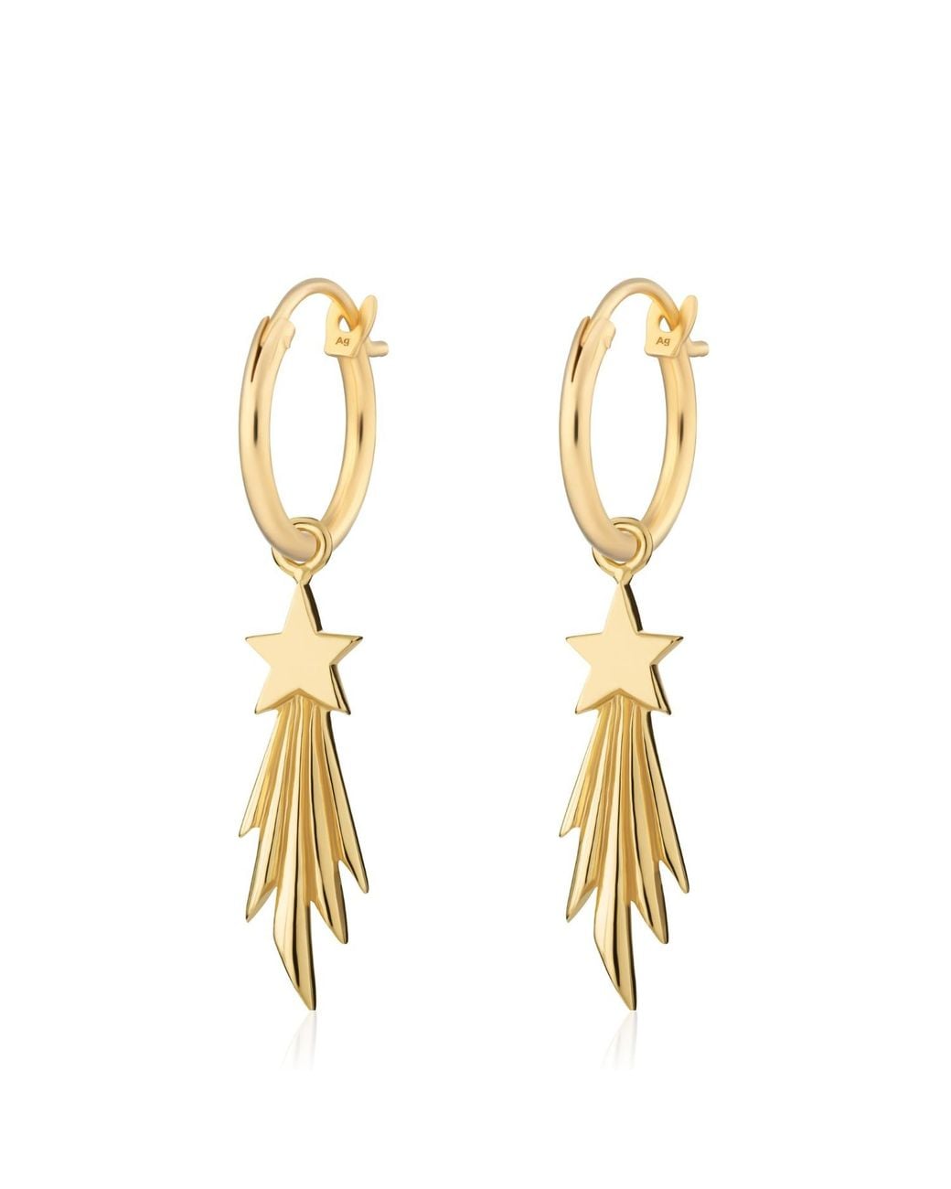 Lily Charmed Metallic Plated Shooting Star Charm Hoop Earrings