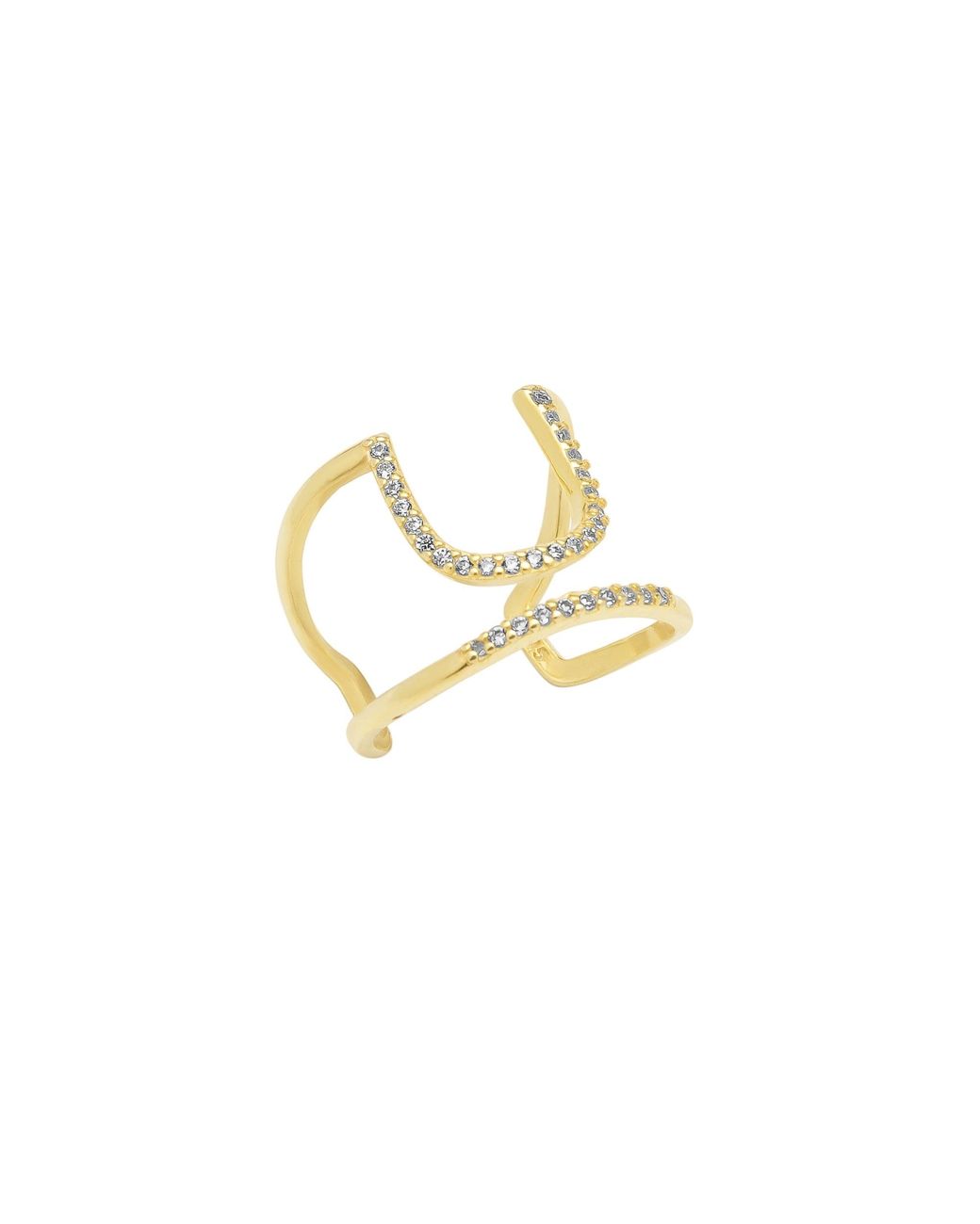 Spero London Metallic Sterling Open Cuff Pave Ring