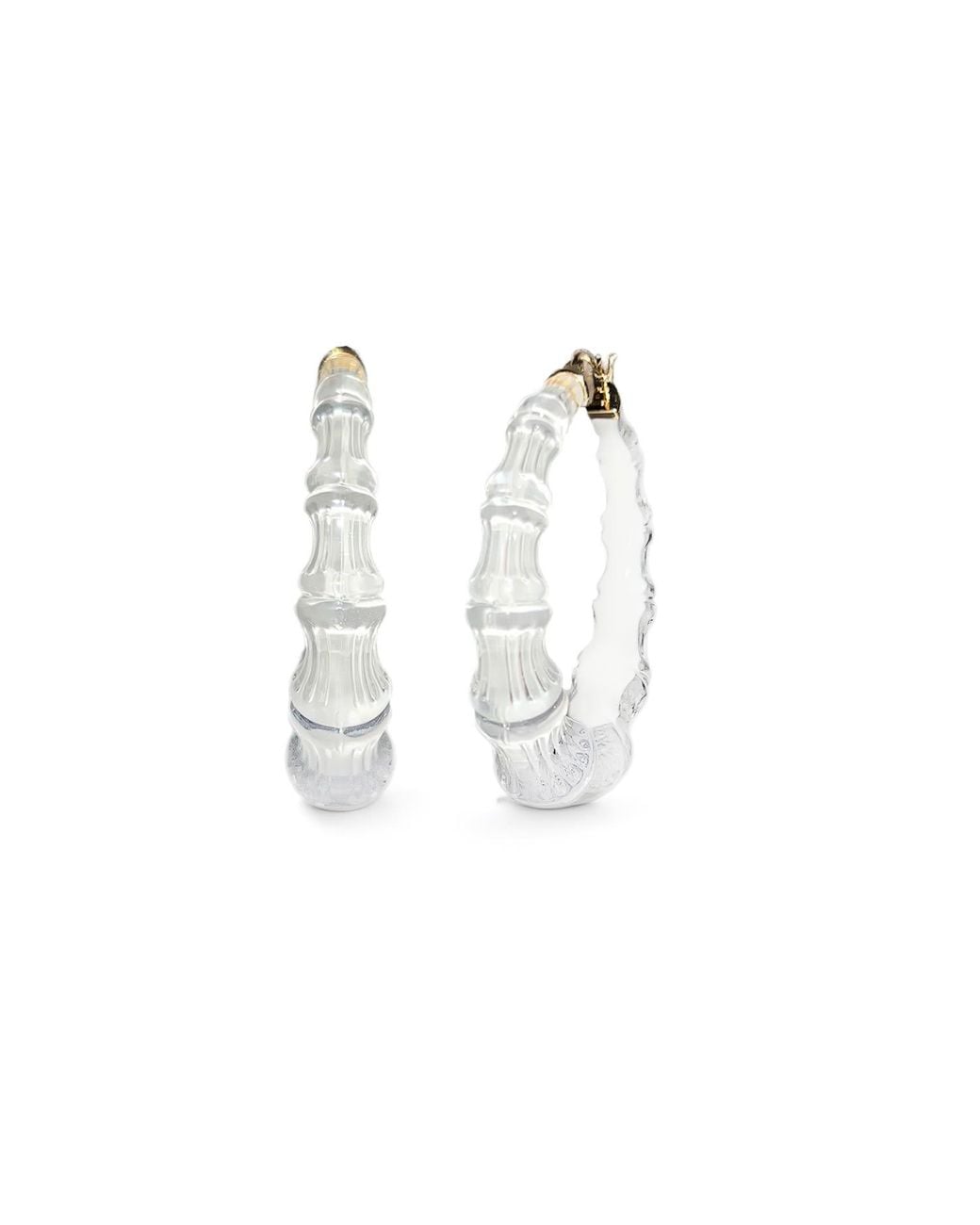 Gold & Honey White Bamboo Illusion Hoop Earrings
