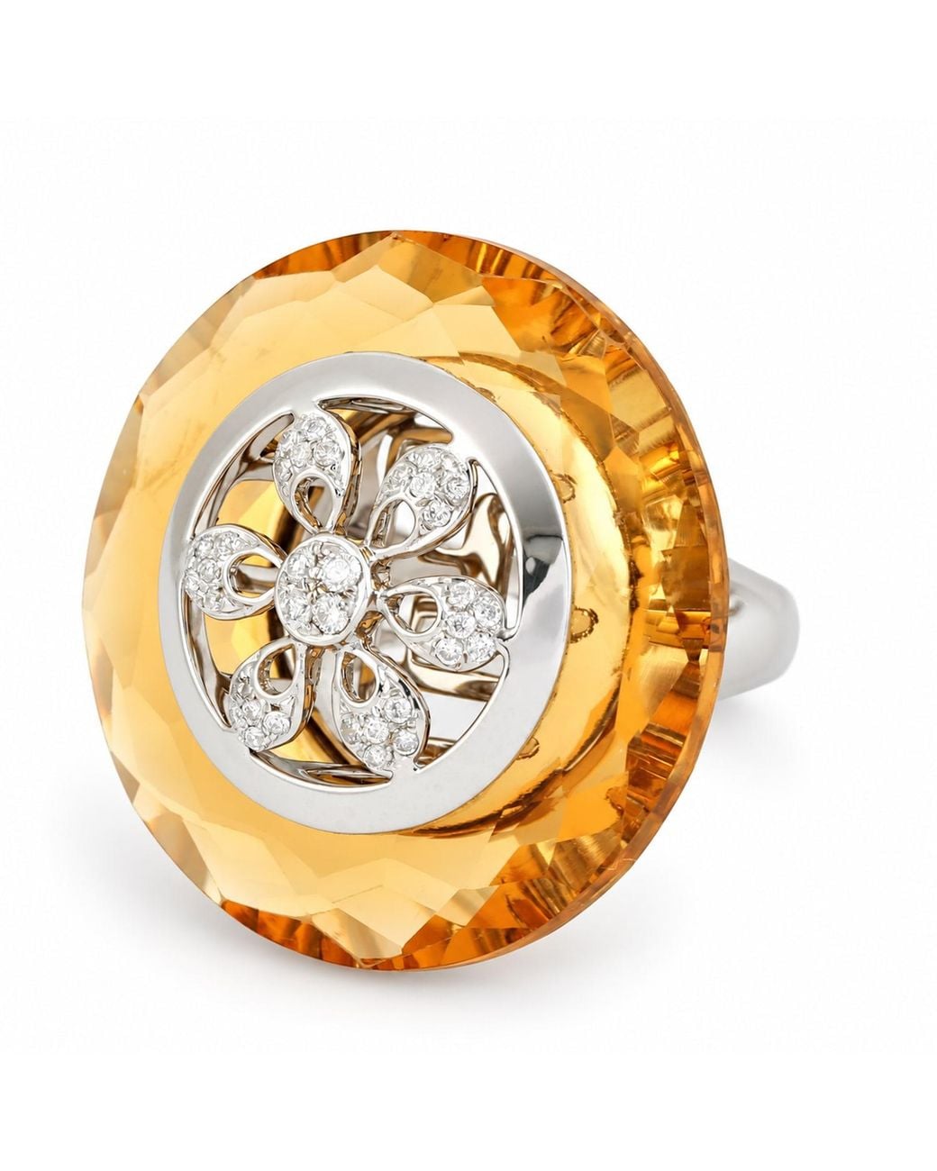 Artisan Metallic 18K Quartz & Diamond Statement Ring