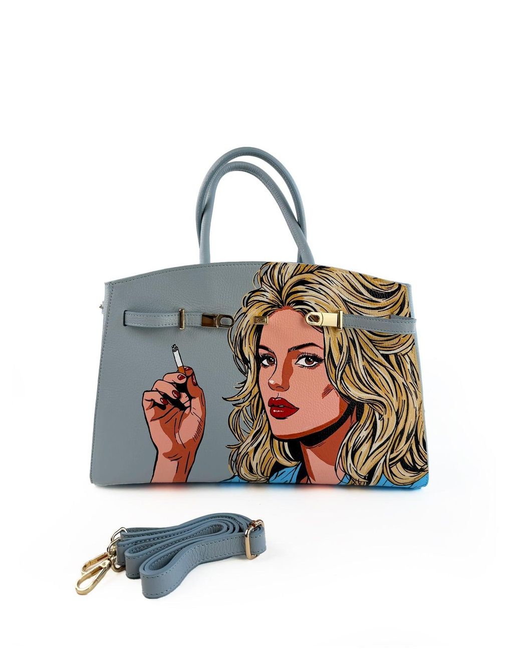 Maison Rubaiyat Blue Gisèle Hand-Painted Leather Tote Bag – Brigitte