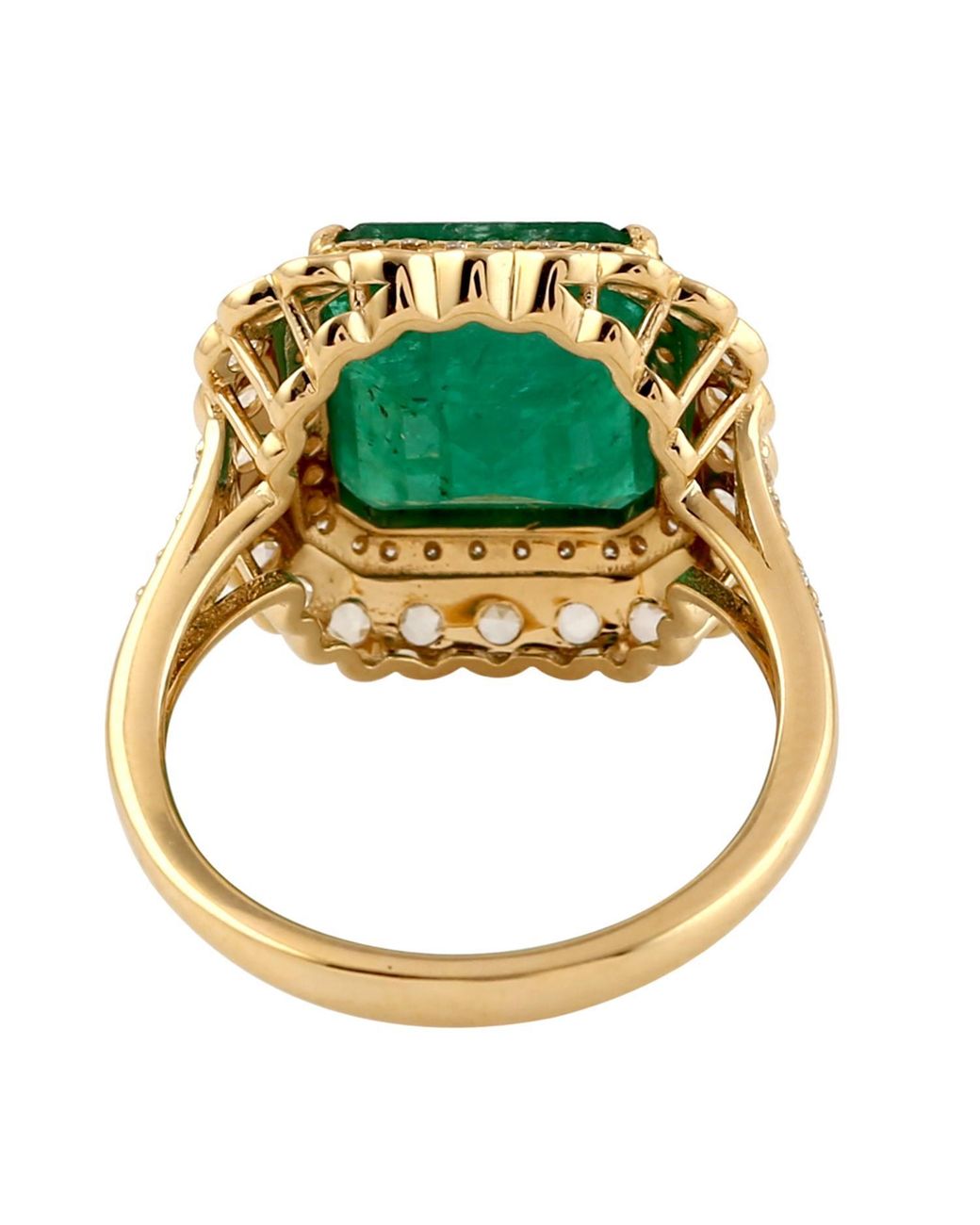 Artisan Green Emerald & Diamond Double Halo Cocktail Ring