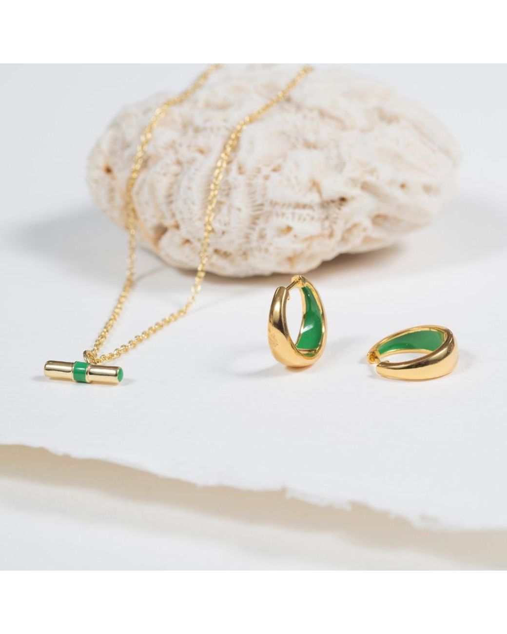 Auree Jewellery Metallic Havana & Apple Enamel T-Bar Necklace