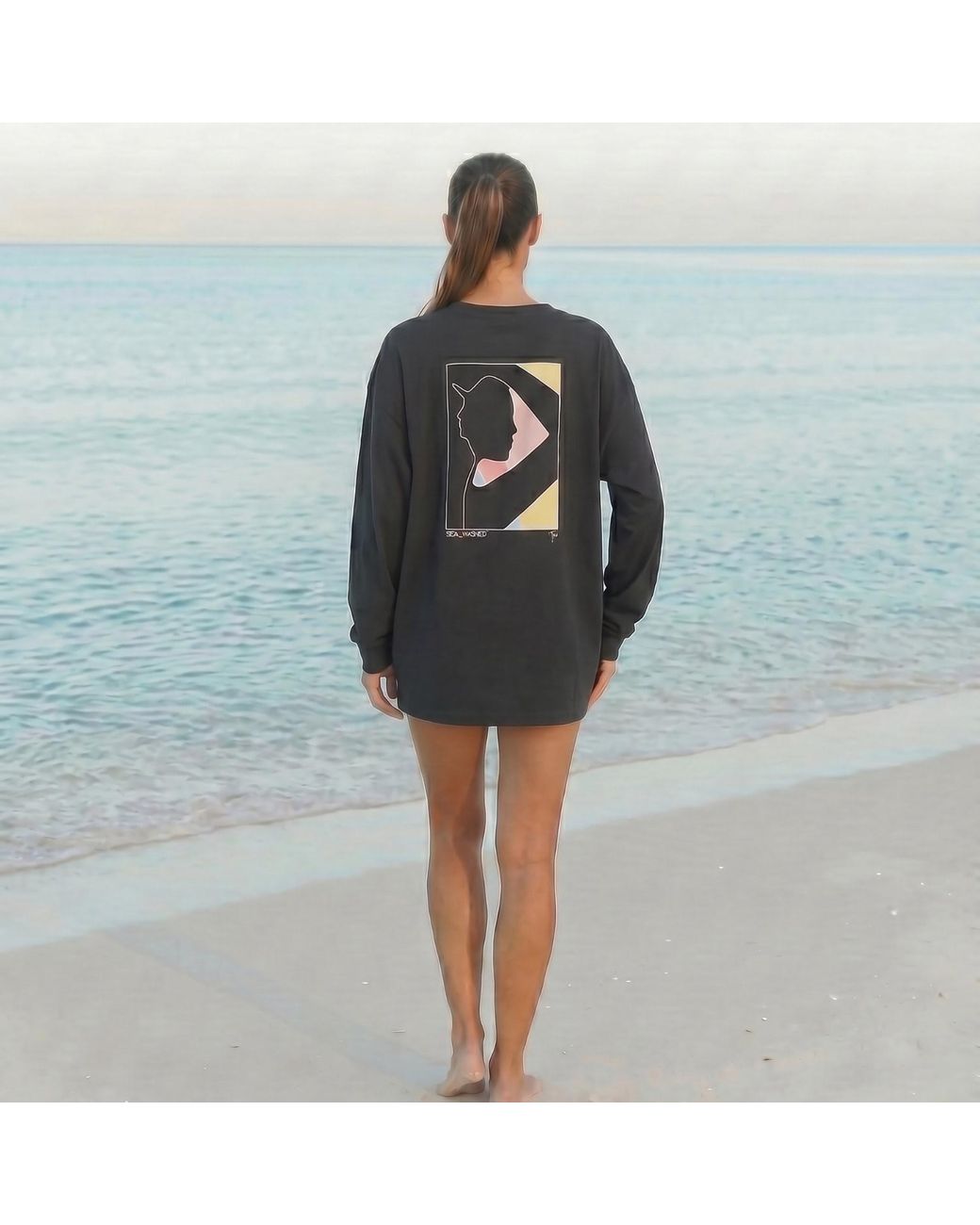 Sea_Washed Blue Organic Cotton Long Sleeve Top