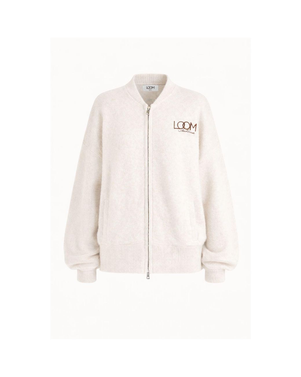 Loom Archives White Neutrals Loom Zip Through Knit