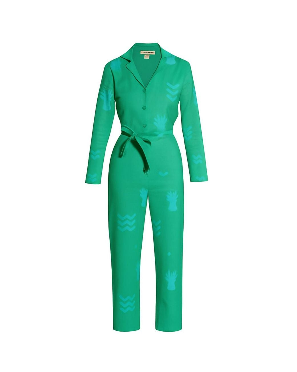 Wild Clouds Green Organic Cotton & Linen Jumpsuit