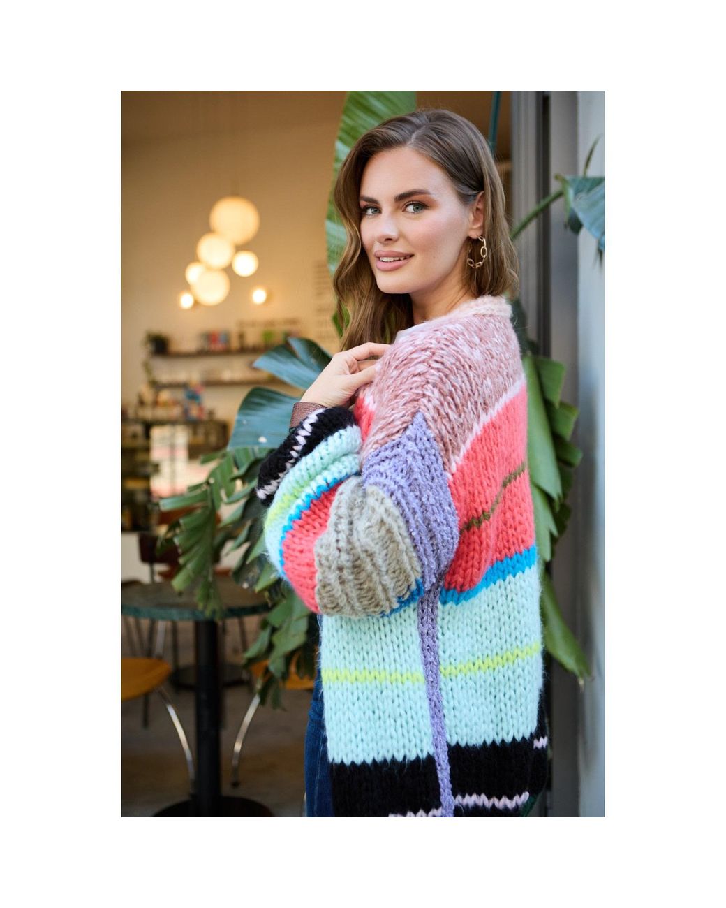 Saachi Multicolor Knitted Multitoned Cardigan