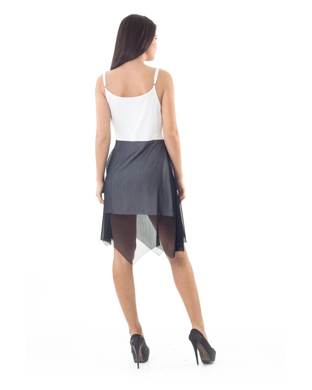 Conquista Black Two Tone Sheer Layer Dress