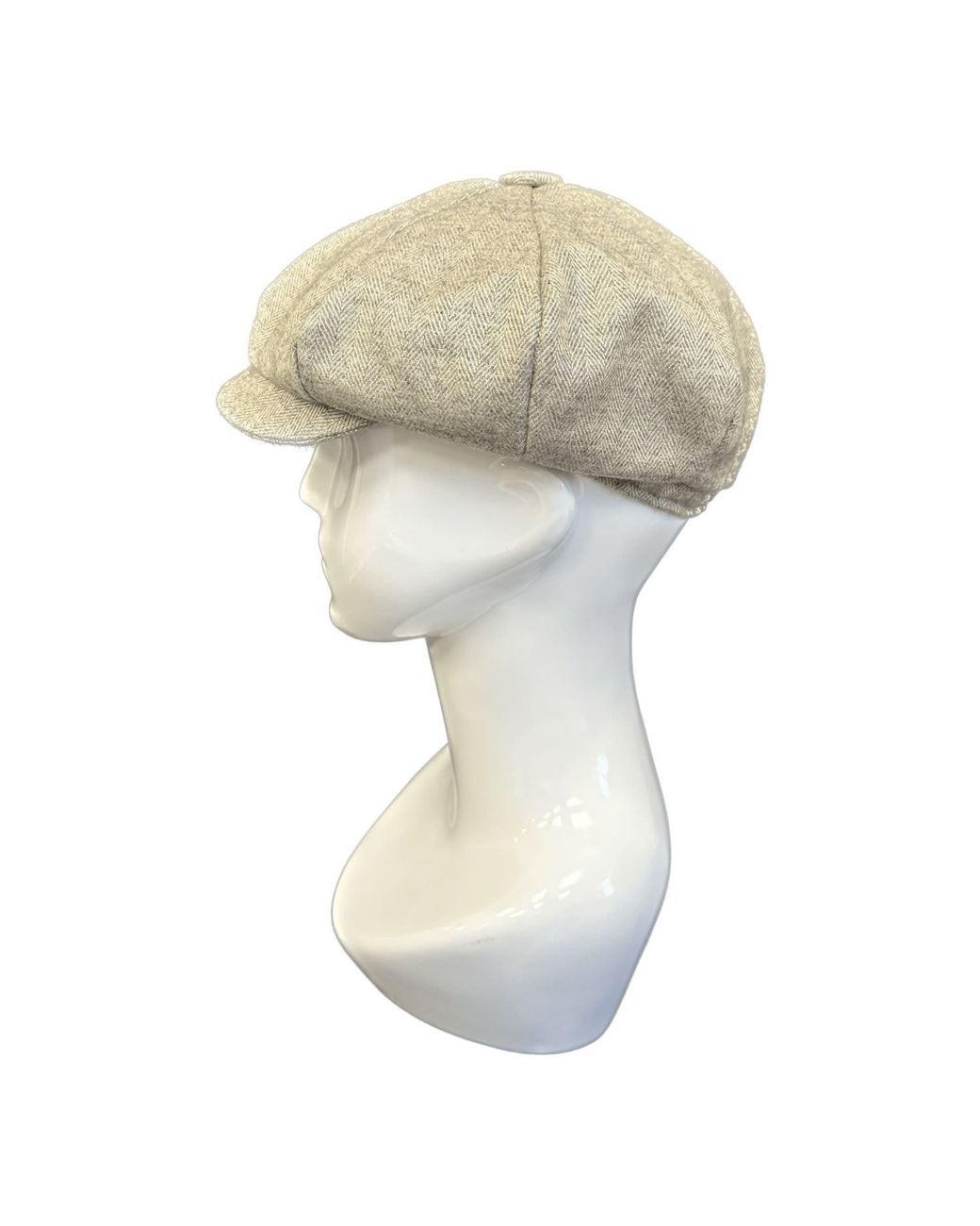 Kinalba Gray Herringbone Cashmere Baker Boy Cap for men