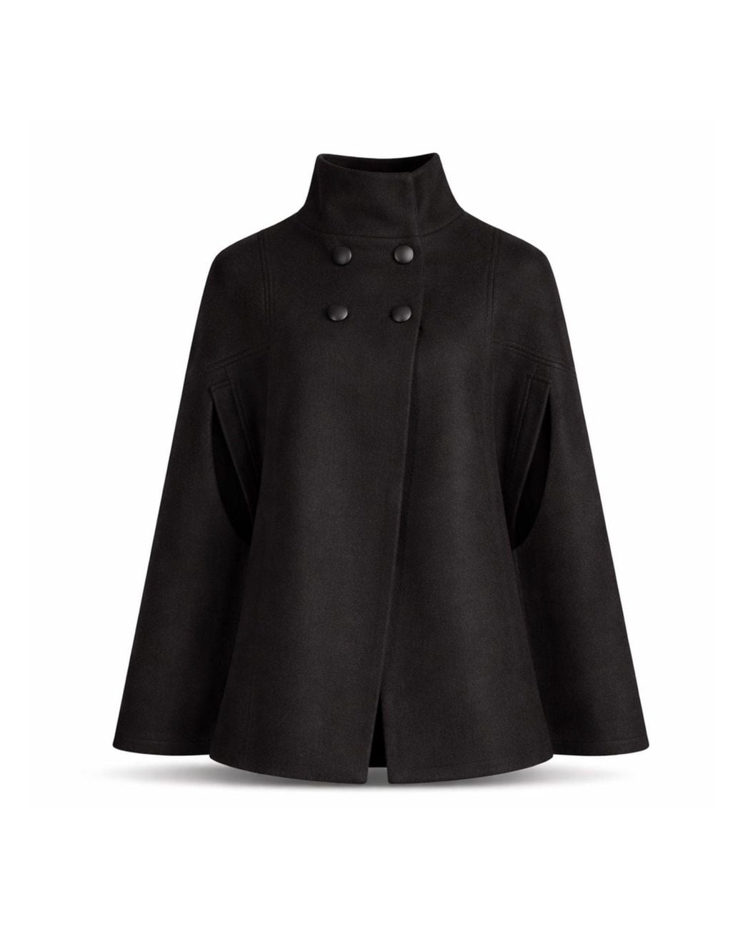Nikka Place Black Wool Military Pea Coat With Front Buttons & High Neck