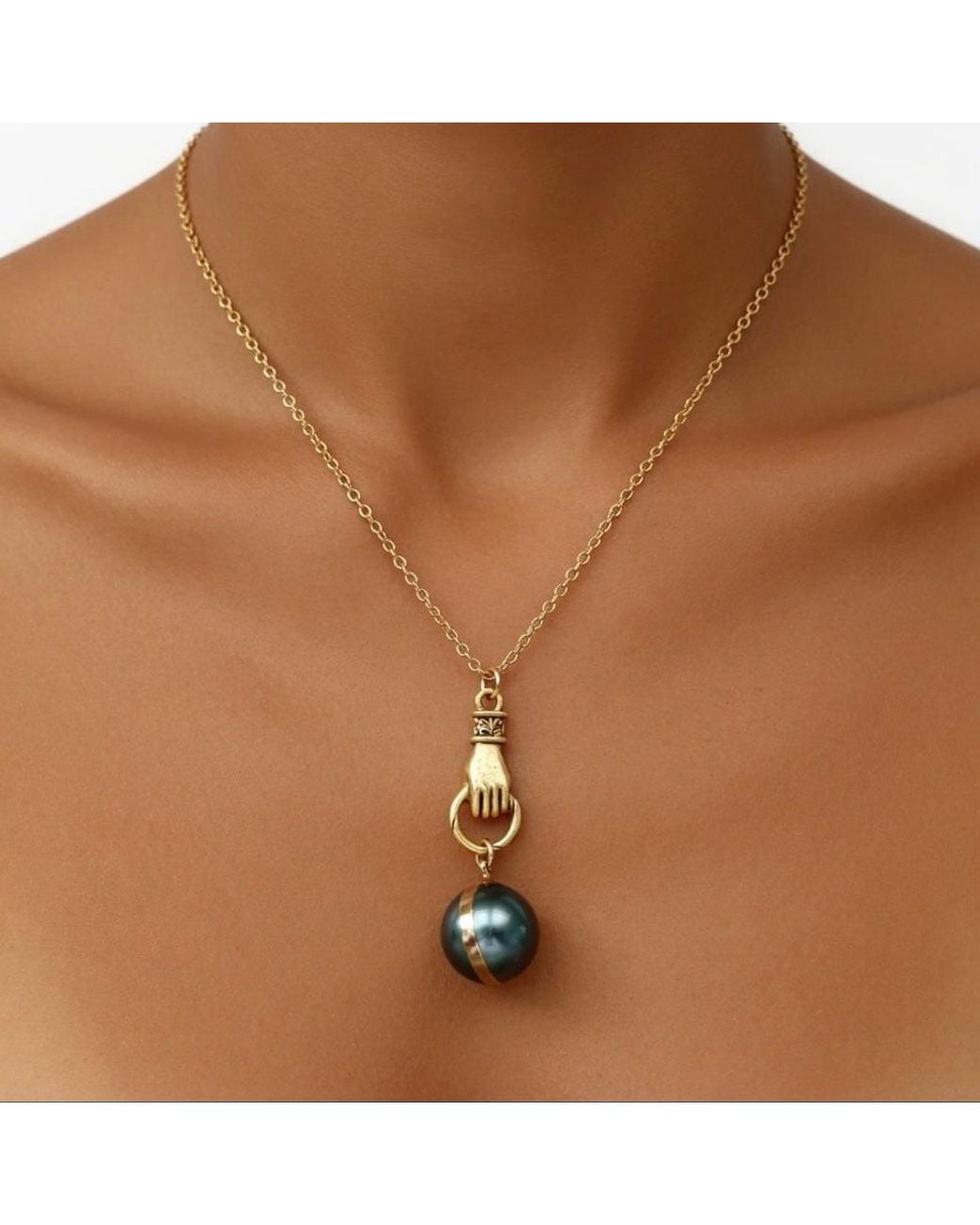 Persia Dona Jewelry Metallic Globe Tahitian Pearl Necklace