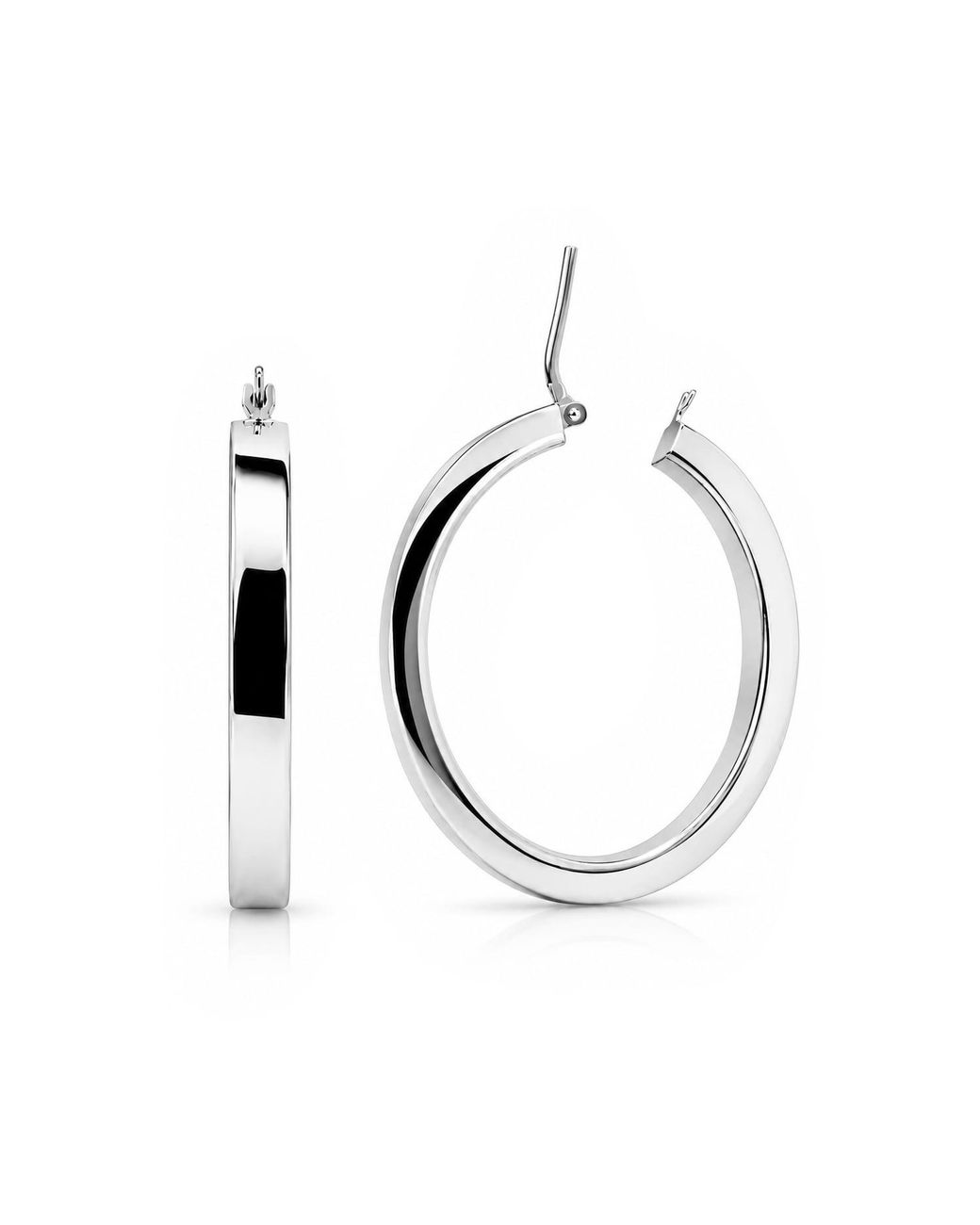 Unaloe Metallic Polished Sterling Chunky Hoop Earrings