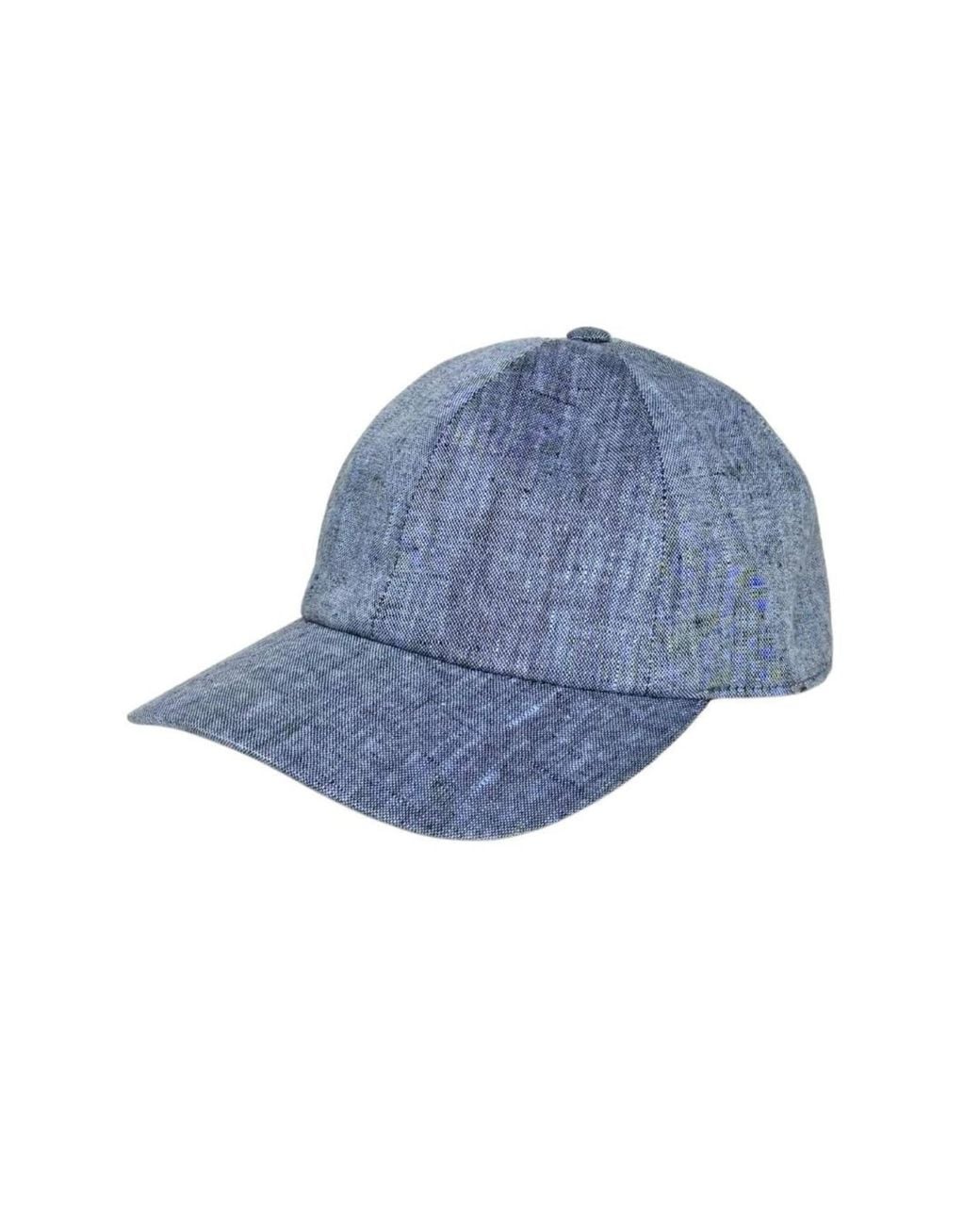 Cachemio Blue Chambray Denim Look Linen Baseball Cap
