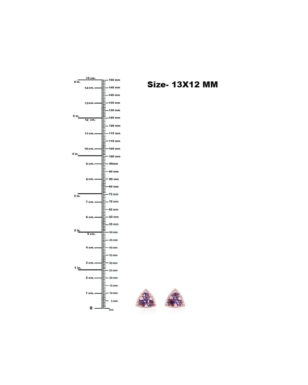 Artisan Purple Rose 18K Rose Sapphire & Diamond Triangle Earrings