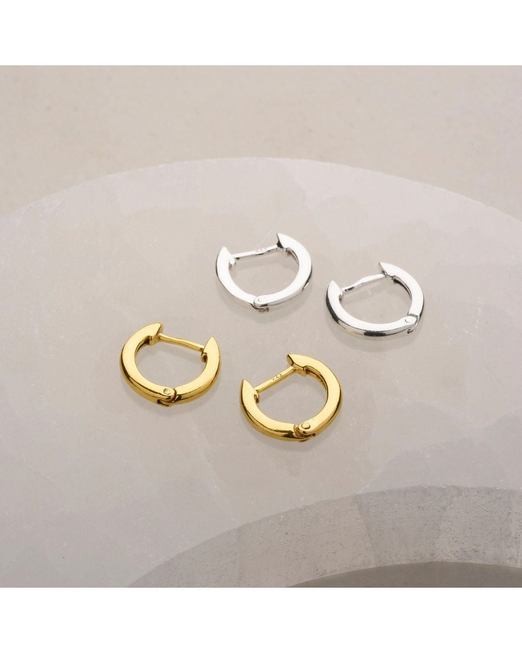Nellou Jewellery Metallic Rosie Huggie Earrings Sterling
