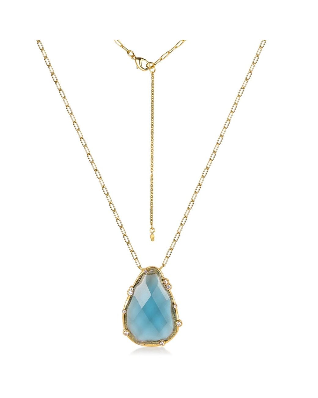 Rare Matters Jewelry Blue Gemstone Teardrop Necklace