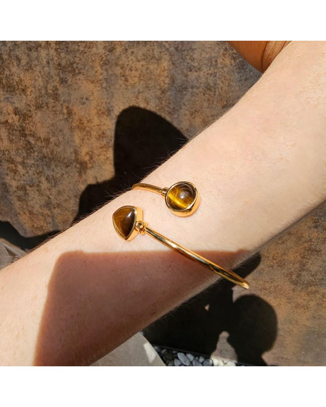 Farra Metallic Tiger-Eye Stone Bangle