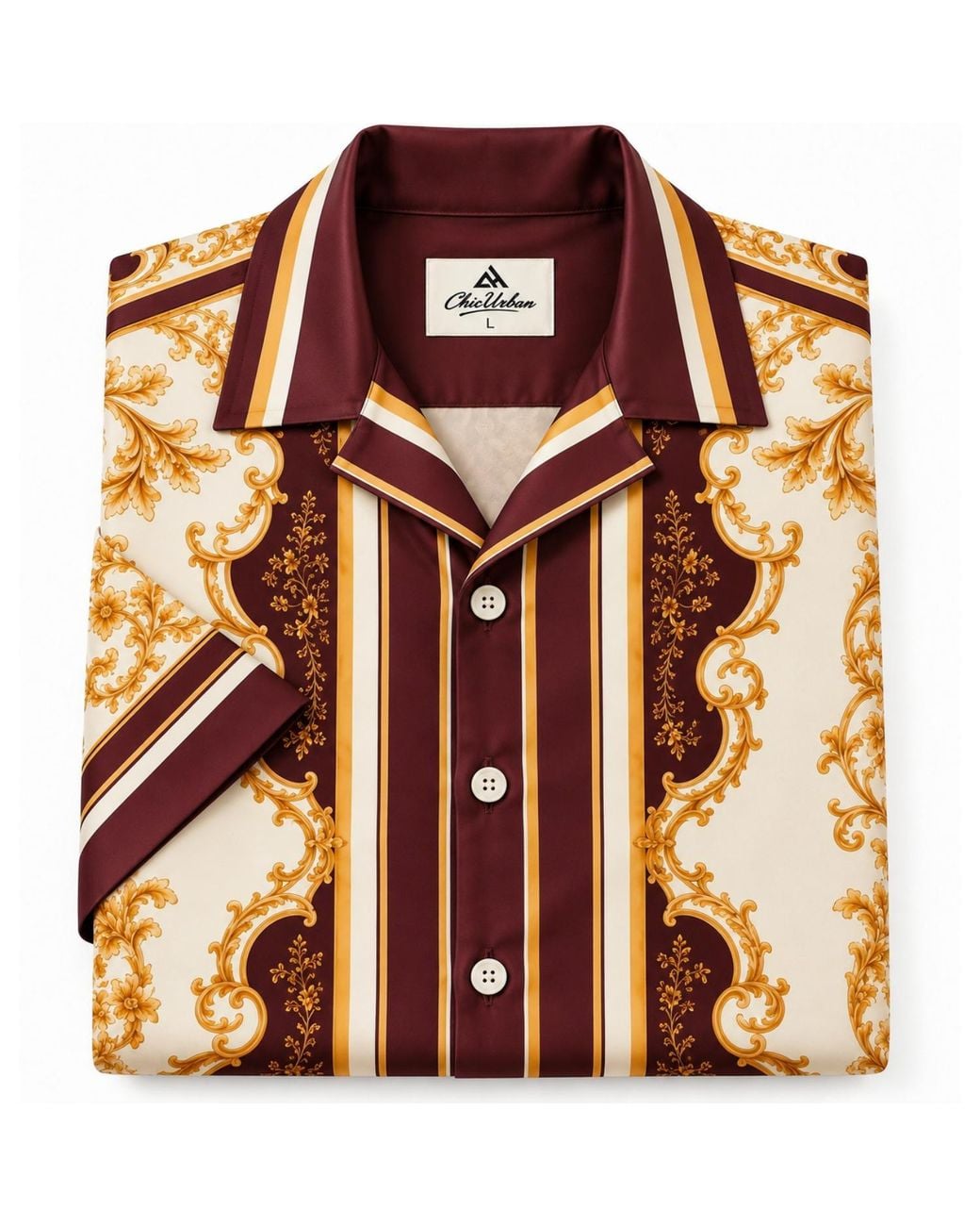 Chic Urban Metallic Valenza Cuban Collar Shirt for men